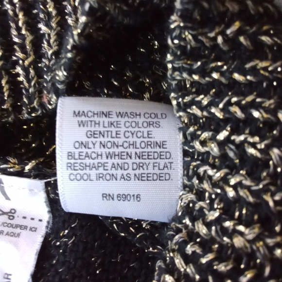 Women's Relativity Metallic Gold & Black Knit Sweater Raglan Sleeve Crew Neck - Picture 11 of 13